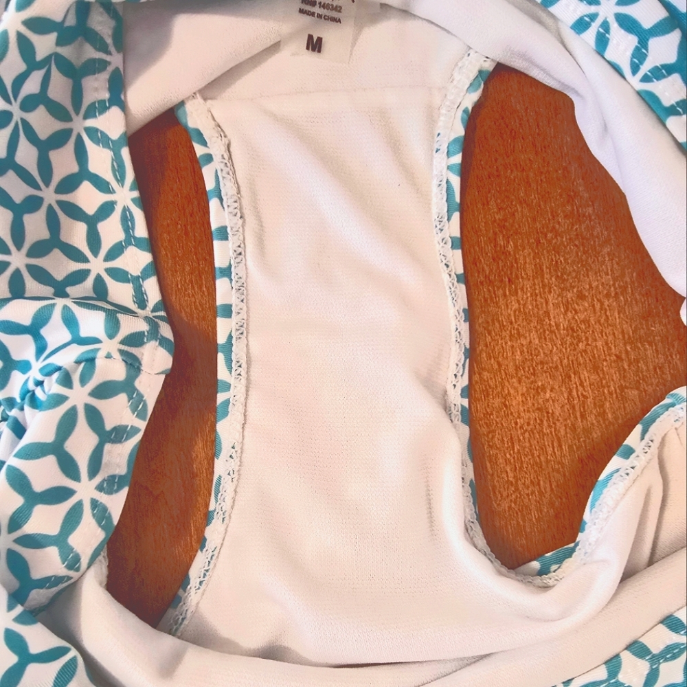 Nicole Miller Teak & White two-piece bikini swimsuit Size Medium - Picture 8 of 9